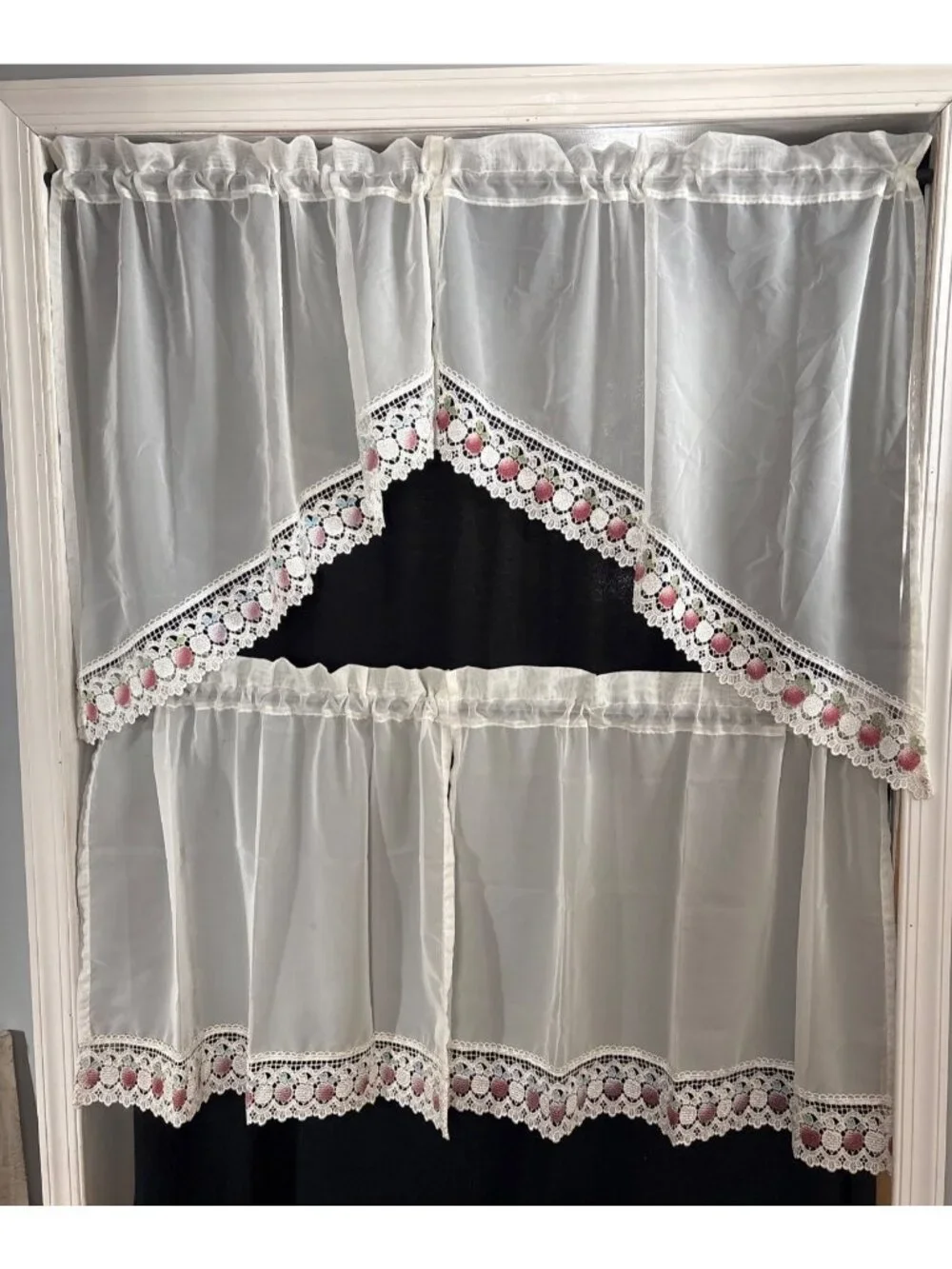 Cream Apple Kitchen Curtains Swag & Tier Set 60